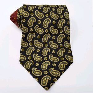Tommy Hilfiger Black & Green Paisley Red Star Tie